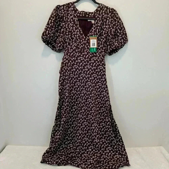 Boden Cut Out Midi Tea DressDark Burgundy, Sweet Daisy Size 10P - Picture 4 of 12